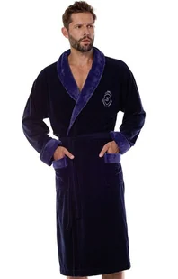 Bawełniany szlafrok męski 2458 Diego, Kolor granatowy, Rozmiar 2XL, L&amp;L - Intymna - Szlafroki męskie - miniaturka - grafika 1