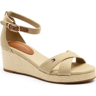 Tommy Hilfiger Koturny z dodatkiem skóry - Sandały damskie - miniaturka - grafika 1