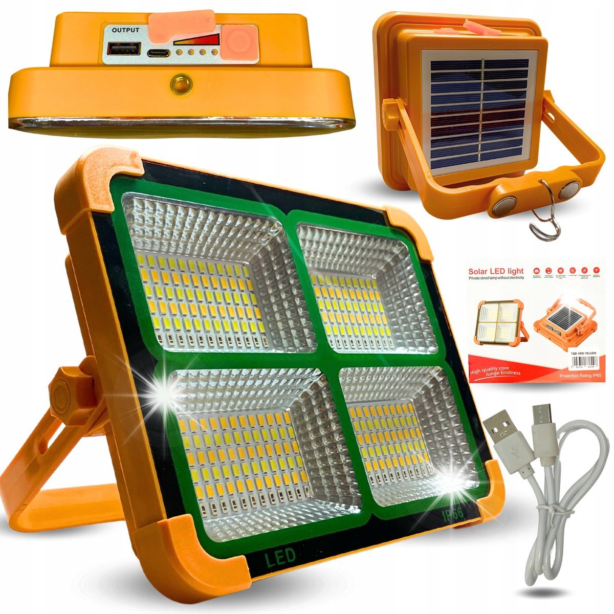 HALOGEN SOLARNY LAMPA ROBOCZA NAŚWIETLACZ LED PRZENOŚNY 100W POWERBANK