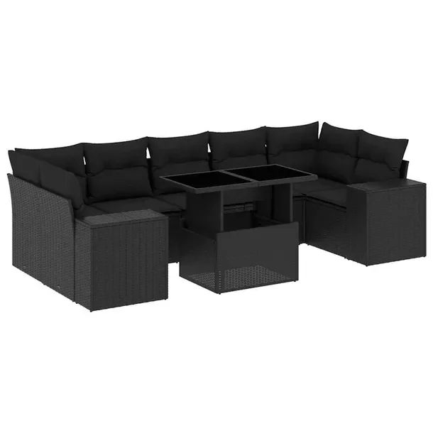 Zestaw mebli ogrodowych z ratanu PE, czarny, wymiary: 62x62x69 cm, 55x62x69