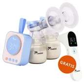 Laktatory - Momini TwinPump, laktator elektroniczny, podwójny, 4-fazowy + LittleCare, termometr na podczerwień gratis - miniaturka - grafika 1