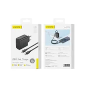Ładowarki do telefonów - FONENG ładowarka sieciowa EU62 GaN PD 45W 1xUSB-C + kabel USB-C - USB-C Czarny - miniaturka - grafika 1