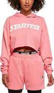 Bluzy damskie - STARTER BLACK LABEL Damska bluza z kapturem Starter Cropped Hoody, różowo-różowa, M - miniaturka - grafika 1