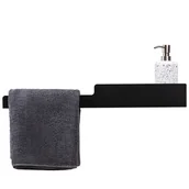 Półki łazienkowe - Półka Łazienkowa Ścienna Z Uchwytem Na Ręczniki Czarna Naomi - miniaturka - grafika 1