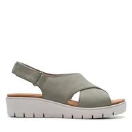 Klapki i japonki damskie - Clarks Damskie japonki Un Karely Sun, szary - Szary powiedzony nubuk - 41 EU - miniaturka - grafika 1