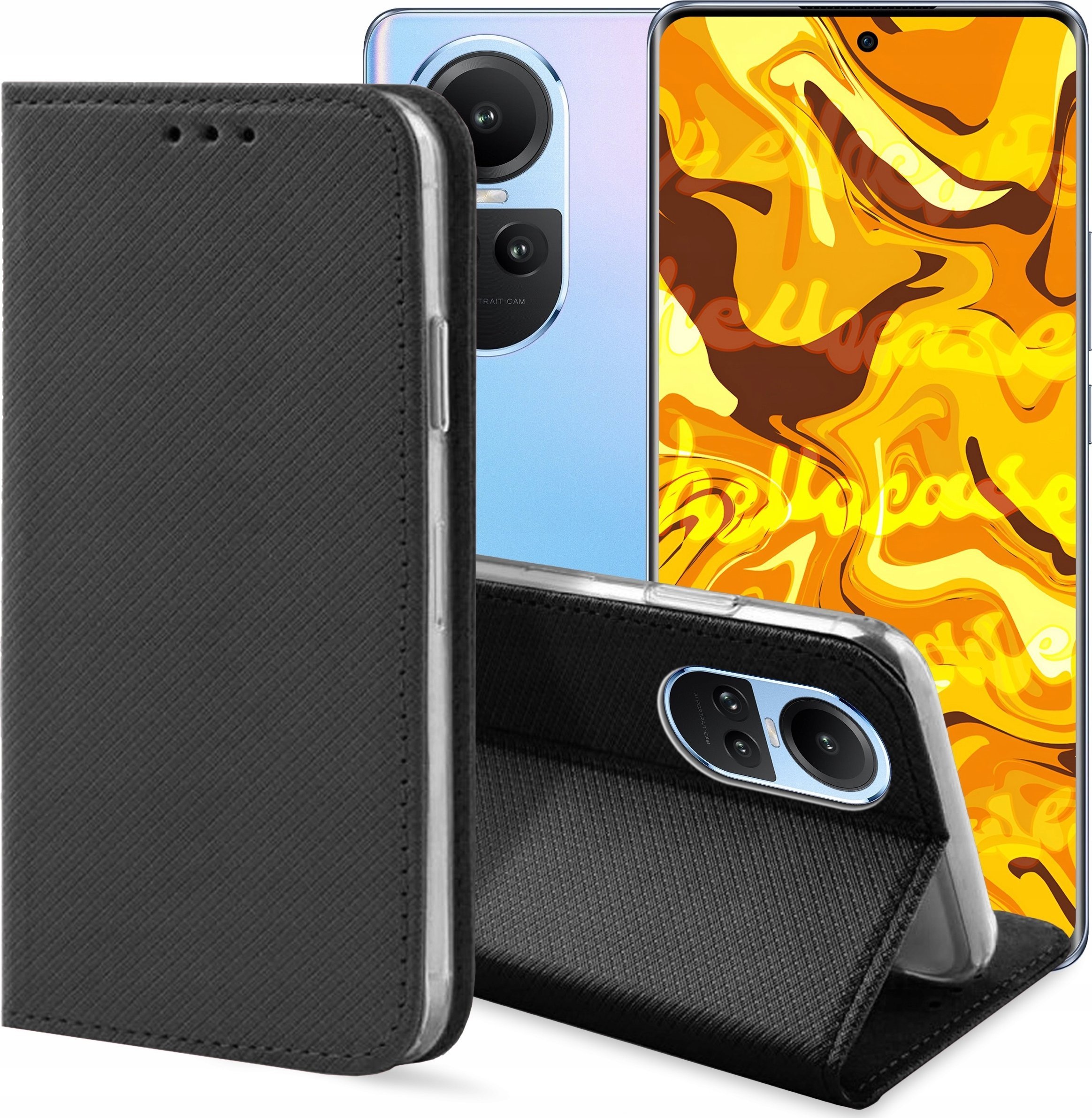 Hello Case ETUI Z KLAPKĄ DO OPPO RENO 10 5G / 10 PRO 5G CZARNE ZAMYKANE MAGNETYCZNE