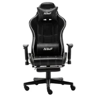 Fotele gamingowe - Fotel ergonomiczny gamingowy kubełkowy krzesło z podnóżkiem czarno-biały Corpo - miniaturka - grafika 1