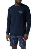 Bluzy męskie - Emporio Armani Męska bluza Comfort Stretch Terry Pullover Sweater Sweatshirt, morski, S - miniaturka - grafika 1
