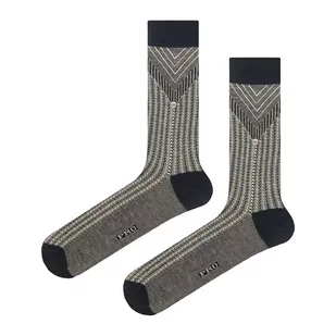 Skarpety garniturowe bambusowe beżowe mikrowzór EM - EM Men's Accessories - Skarpetki męskie - miniaturka - grafika 1