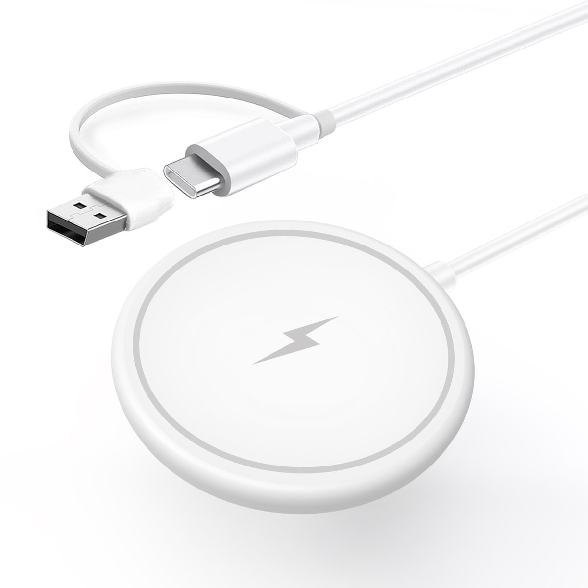 Ładowarka indukcyjna Pantherise magnetyczna do iPhone USB-C/USB-A biała
