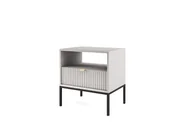 Szafki nocne - DomoHome Elegancka szafka nocna Nova - Design ze złotym uchwytem, Rowkowany front, Praktyczna i nowoczesna, Rozmiar: 54x56x39 cm, Kolor: Szary mat, Metalowe nogi - Kolor: Czarny - miniaturka - grafika 1