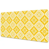 Podkładki na biurko - Duża mata na biurko Żółto biały wzór vintage 90x45 cm - miniaturka - grafika 1