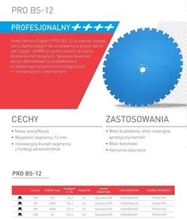 NORTON CLIPPER TARCZA DIAMENTOWA NORTON CLASSIC PRO BS-12 1000MM do JUMBO 1000 DO KAMIENIA PUSTAKÓW BLOKÓW BUDOWLANA OFICJALNY DYSTRYBUTOR - AUTORYZOWANY DEALER NORTON CLIPPER - Akcesoria do elektronarzędzi - miniaturka - grafika 10