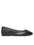 Baleriny - Tommy Hilfiger Baleriny Toe Cap Leather Ballerina FW0FW08759 Czarny - miniaturka - grafika 1