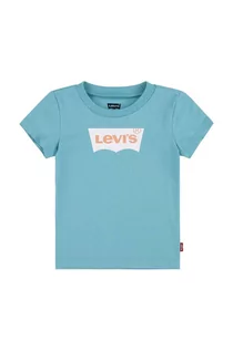 Koszulki dla dziewczynek - Levi's t-shirt dziecięcy kolor niebieski z nadrukiem - grafika 1