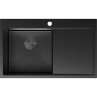 Zlewozmywaki - Mexen Exar zlewozmywak stalowy 1-komorowy z ociekaczem lewy 780 x 480 mm, czarny - 6433781010L-70 - miniaturka - grafika 1