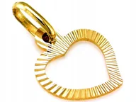 Wisiorki - Delikatna elegancka modna zawieszka 585 złota serduszko kontur na prezent - miniaturka - grafika 1