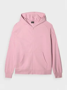 Damska bluza dresowa rozpinana z kapturem 4F 4FWMM00TSWSF1763 - różowa - Bluzy sportowe damskie - miniaturka - grafika 1