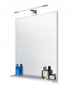 Lustra - Lustro Biały Mat z LED 52x64 – Ścienne, Z Kinkietem, Do Łazienki - miniaturka - grafika 1