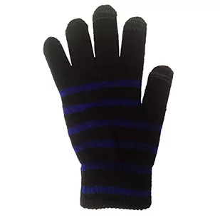 Bijoux BIJ-Glove-SBL Rękawiczki na ekran dotykowy, paski Czarny/Niebieski, Unisex-Dorosły, Czarny/niebieski paski, Taglia unica - Rękawiczki - miniaturka - grafika 1