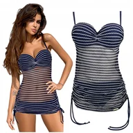 Stroje kąpielowe - Tankini Strój kąpielowy dwuczęściowy GABBIANO Tankini granat 44B XXL - miniaturka - grafika 1