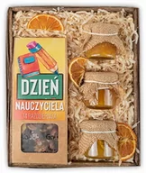 Zestawy upominkowe - Prezent na dzień nauczyciela - kosz prezentowy z herbatą, miodem i konfiturkami - miniaturka - grafika 1