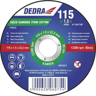 Dedra Tarcza do cięcia F13412 115 x 1.5 x 22.2 mm do kamienia F13412 - Tarcze do pił - miniaturka - grafika 1