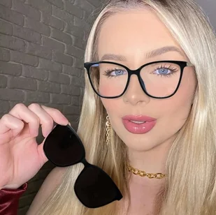 Damskie kocie okulary do komputera z nakładką przeciwsłoneczną Clip-on 2594 - Okulary korekcyjne, oprawki, szkła - miniaturka - grafika 1