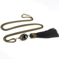 Wisiorki - Długi naszyjnik z wisiorem, onyks, chwost, długi łańcuszek wężyk / JG. Projekt - miniaturka - grafika 1