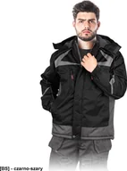 Odzież robocza - R.E.I.S. ZEALAND - kurtka ocieplana polarem, kołnierz stójka, odpinany kaptur z polarową podszewką - czarno-szary 3XL - miniaturka - grafika 1