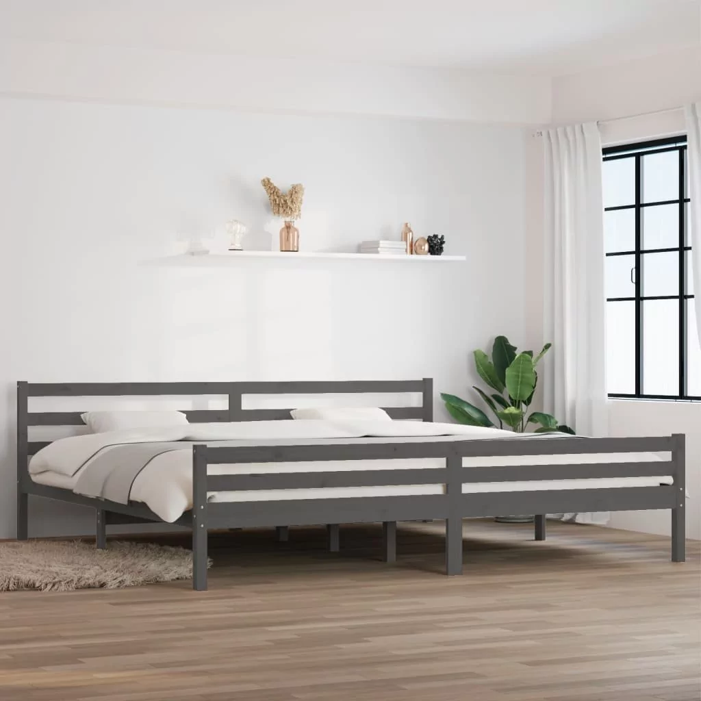 Lumarko Rama łóżka, szara, lite drewno, 200 x 200 cm