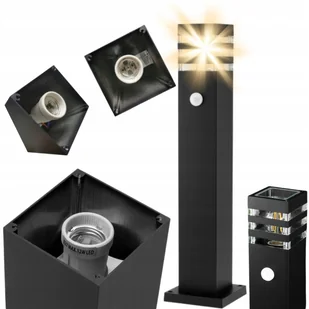 LAMPA OGRODOWA STOJĄCA SŁUPEK OŚWIETLENIOWY E27 60 CM CZARNY CZUJNIK RUCHU - Lampy ogrodowe - miniaturka - grafika 1