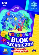 Szkolne artykuły papiernicze - Blok Techniczny Kolorowy A4 10 Arkuszy 170g ASTRAPAP - miniaturka - grafika 1