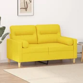Sofy i kanapy - 2-osobowa sofa z poduszkami, jasnożółta, 120 cm, tkanina - miniaturka - grafika 1