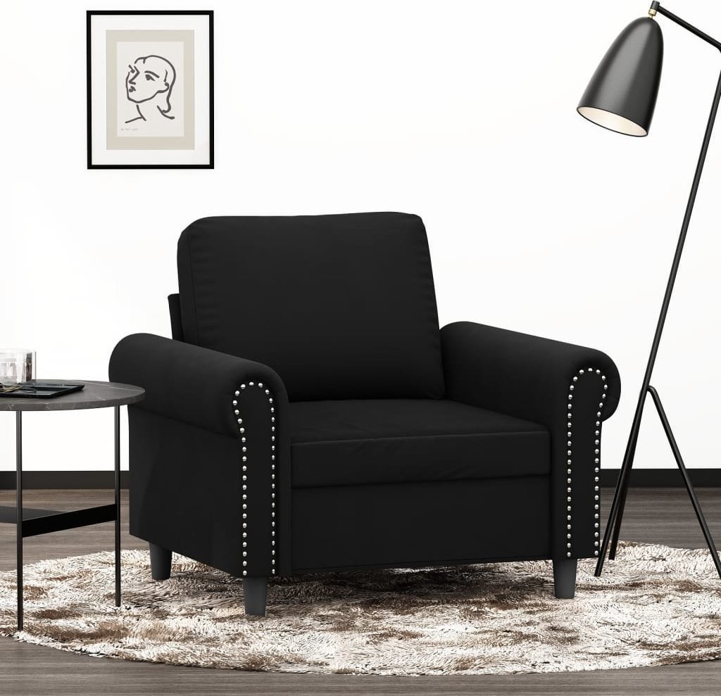 vidaXL Fotel, czarny, 60 cm, obity aksamitem