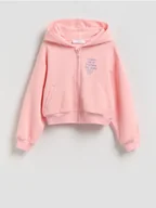 Bluzy dla dziewczynek - Reserved - Luźna bluza z kapturem - brzoskwiniowy - miniaturka - grafika 1
