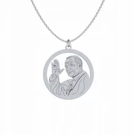 Łańcuszki - Naszyjnik Srebrny Jan Paweł II Prezent 925 Łańcuszek Medalik GRAWER GRATIS - miniaturka - grafika 1