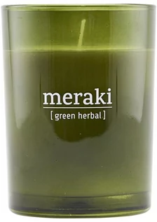 Świece - Meraki Świeca zapachowa Meraki Green Herbal duża w zielonym szkle 308150054 - grafika 1