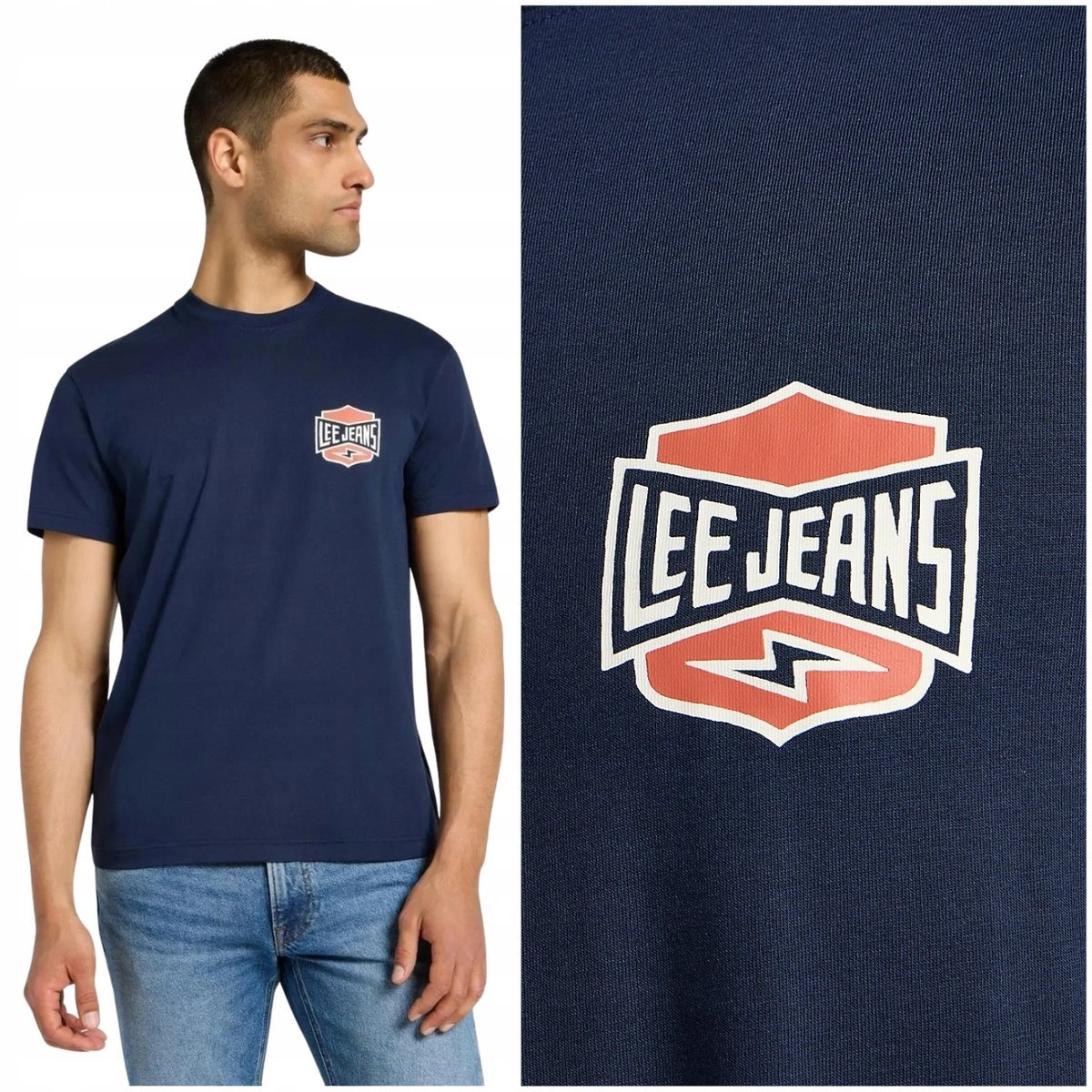 Lee RELAXED TEE luźny granatowy bawełniany t-shirt koszulka z logo M