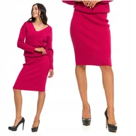 Spódnice - Ołówkowa SPÓDNICA Damska Spódniczka Midi Prążkowana Elegancka MORAJ M - miniaturka - grafika 1