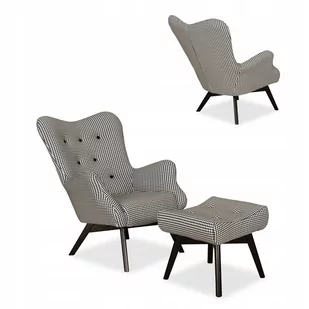 Fotel skandynawski Luna z podnóżkiem Pepitka - Fotele - miniaturka - grafika 1