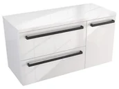 Szafki łazienkowe - Szafka Wisząca Z Blatem ATH 90 cm D Lewa - Biały Wysoki Połysk - Uchwyty Czarne Matowe - miniaturka - grafika 1