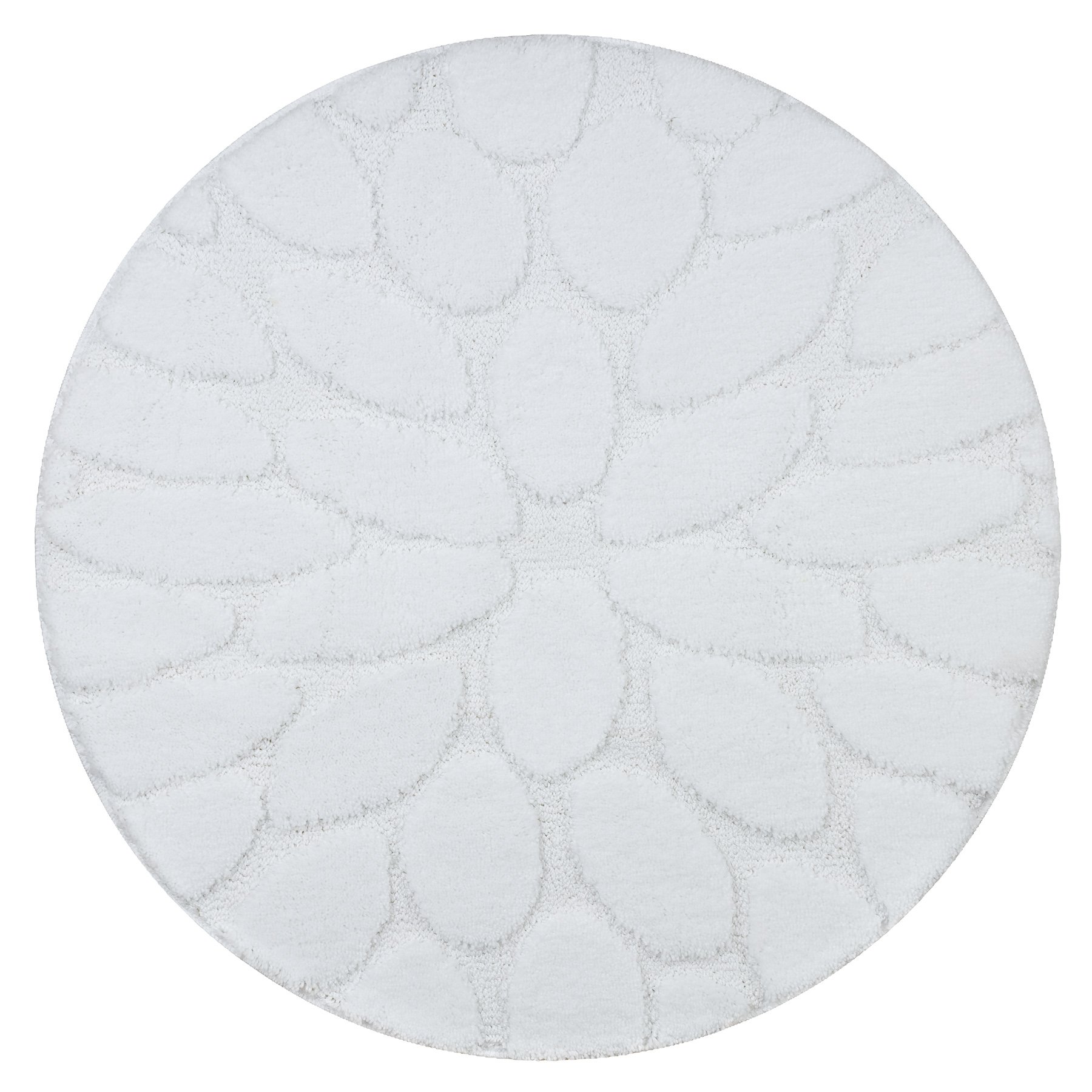 Dywan łazienkowy SUPREME koło STONES kamienie, antypoślizgowy, miękki - biały koło 67 cm