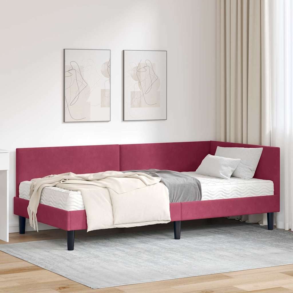 vidaXL Rama Łóżka Narożnego z Materacem Inny 2 pcs Zielony Aksamit