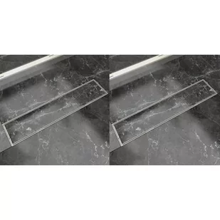 VidaXL Odpływ prysznicowy liniowy, 2 szt., 530x140 mm, stal nierdzewna - Odpływy liniowe - miniaturka - grafika 1