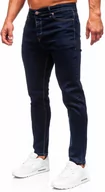 Spodnie męskie - Granatowe spodnie jeansowe męskie regular fit Denley 5305 - miniaturka - grafika 1