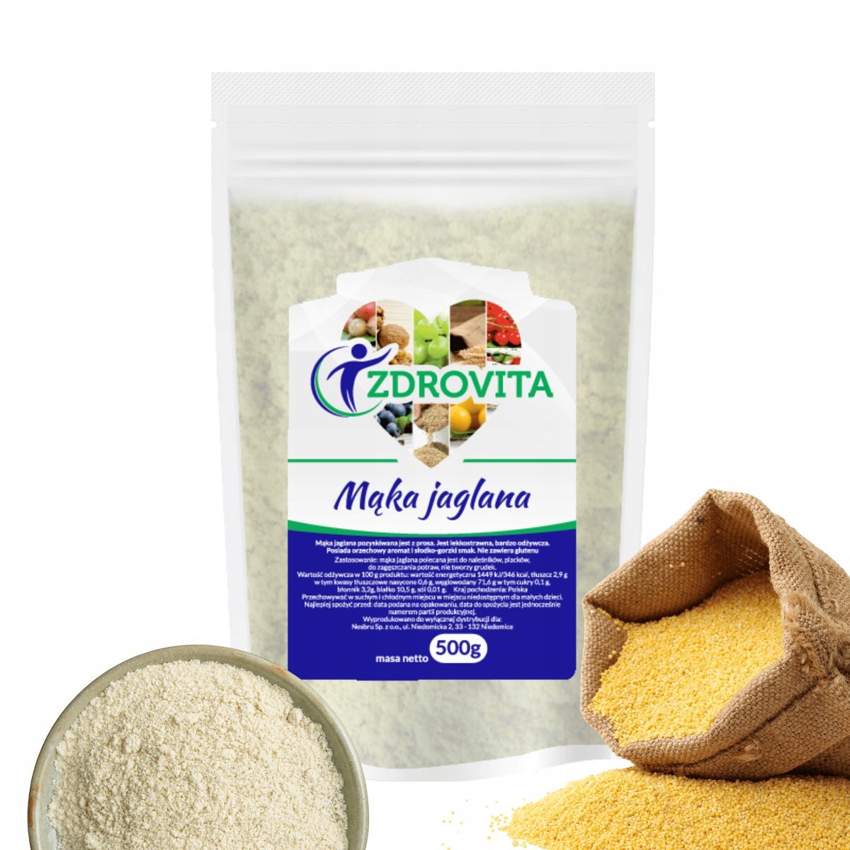 Mąka Jaglana naturalna do wypieków fit Zdrovita 500g