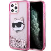 Etui i futerały do telefonów - Karl Lagerfeld KLHCP12MLNCHCP iPhone 12/ 12 Pro 6,1" różowy/pink hardcase Glitter Choupette Head - miniaturka - grafika 1
