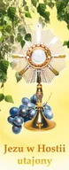 Ikony i obrazy sakralne - Baner na Boże Ciało "Jezu w Hostii utajony" 50x130 cm - miniaturka - grafika 1