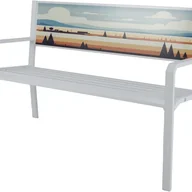 Ławki ogrodowe - Metalowa Ławka Ogrodowa, Ławka z Listewkami dla 2 Osób z Ozdobnym Oparciem i Wygodnymi Podłokietnikami, Metalowa Konstrukcja - miniaturka - grafika 1